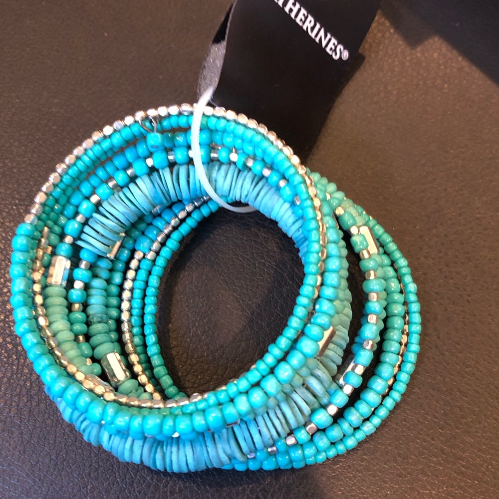 Catherines Aqua/turquoise and Silver Beaded Bracelet